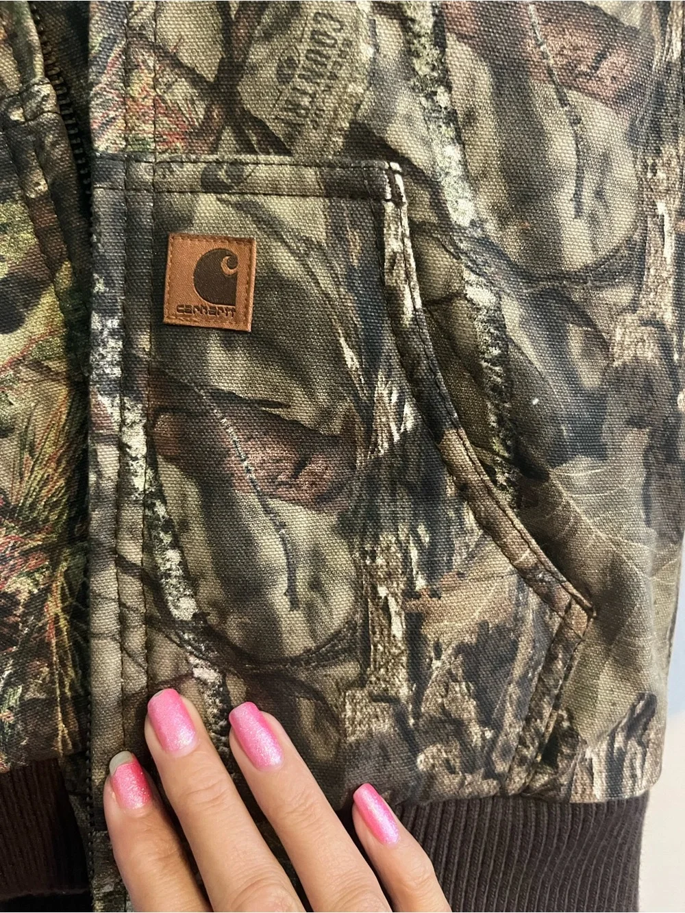 Carhartt Toddler Hooded Jacket in Realtree Camo with Brown and Green Tones